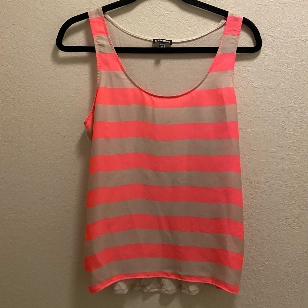 Express hot pink and tan striped blouse